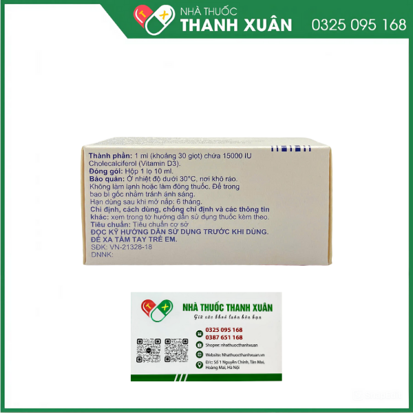 Dung dịch uống Aquadetrim Vitamin D3 phòng ngừa còi xương, loãng xương